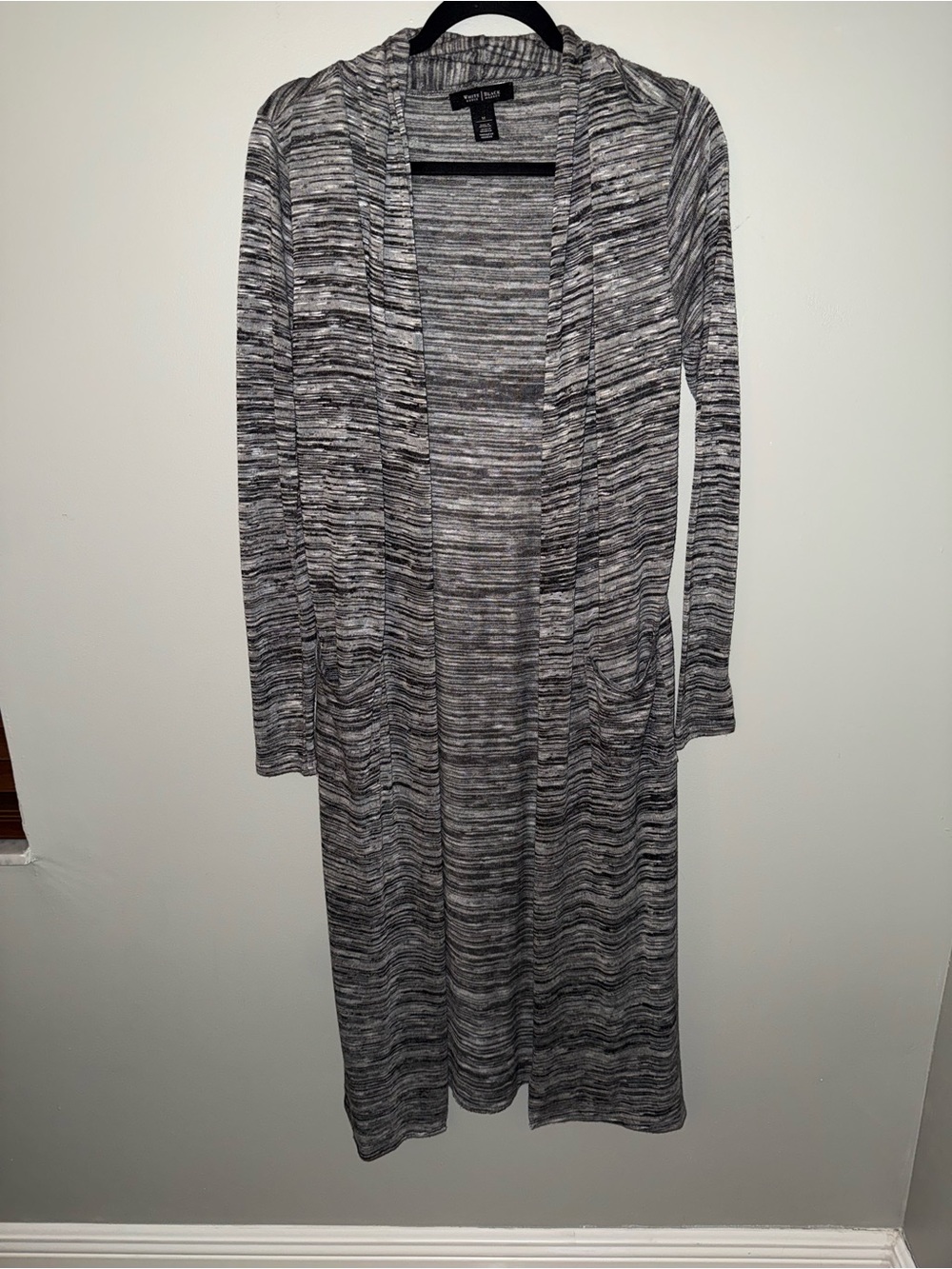 White House Black Market long open front cardigan sweater grey size M Medium